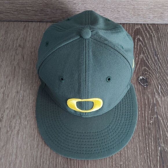 Nike Oregon Ducks Flat Bill Fitted Hat Sz 7 - Picture 2 of 7